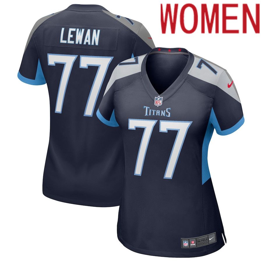 Women Tennessee Titans 77 Taylor Lewan Navy Nike Game NFL Jersey